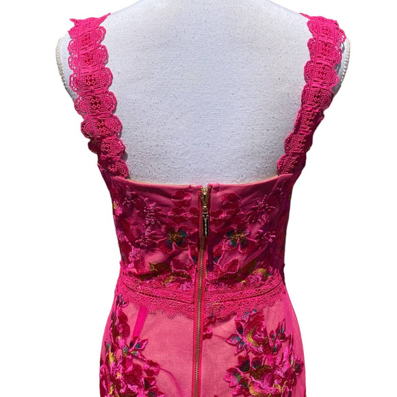 Bronx and Banco Eva Midi Dress Fuchsia Pink Lace Floral Women's 2 - Picture 9 of 12